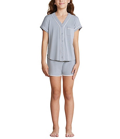 Barefoot Dreams  Malibu Collection® Big Girls 7-14 Soft Jersey Piped PJ Set