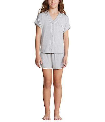 Barefoot Dreams  Malibu Collection® Big Girls 7-14 Soft Jersey Piped PJ Set