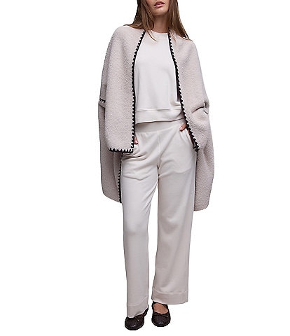 Barefoot Dreams CozyChic Knit Ribbed Blanket Stitch Wrap Robe