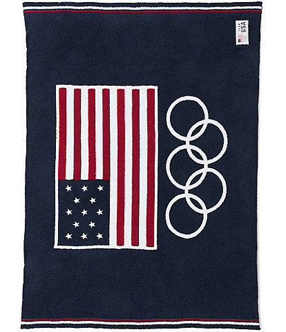 Barefoot Dreams CozyChic® Team USA Flag Olympic Ring Throw Blanket