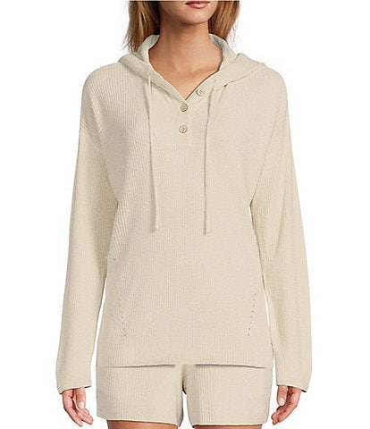 Barefoot Dreams CozyChic Ultra Lite Ribbed Henley Coordinating Hoodie