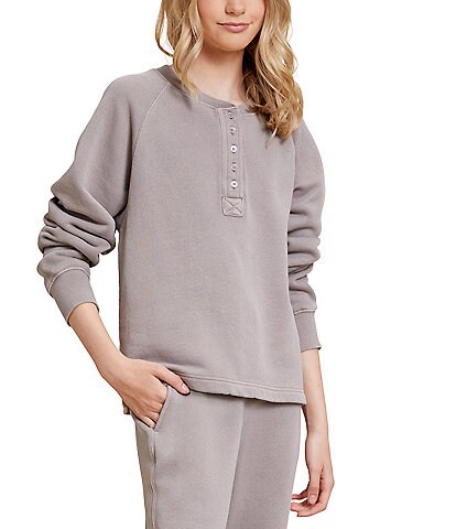 Barefoot Dreams Girls 6-14 Malibu Collection® Brushed Terry Henley Pullover