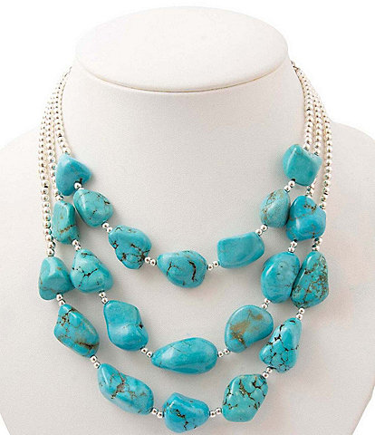 Barse Big Sky Silver and Magnesite Statement Necklace