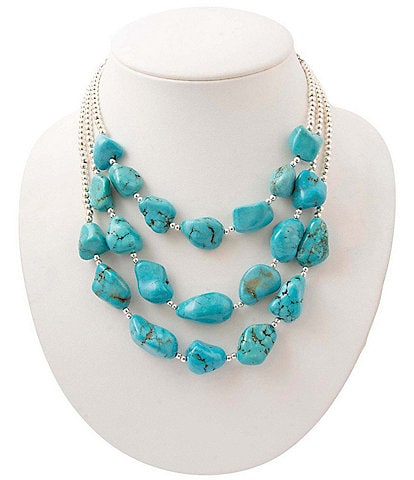 Barse Big Sky Silver and Magnesite Statement Necklace