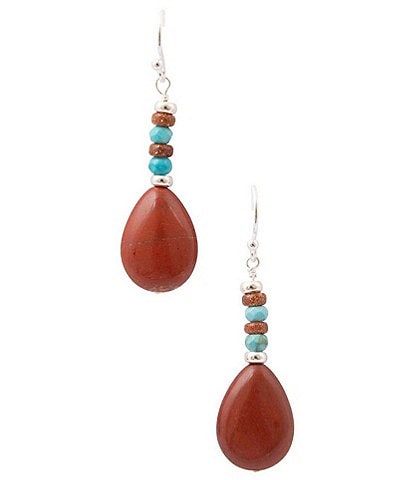 Barse Red Canyon Silver, Jasper and Magnesite Drop Earrings