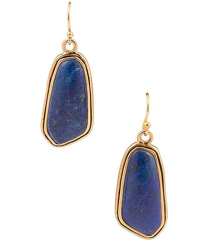 Barse Abstract Bronze and Lapis Drop Earrings