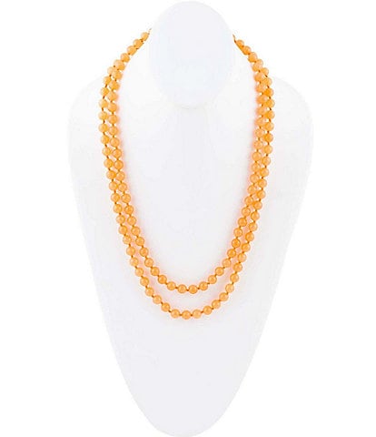 Barse Apricot Genuine Jade Endless Long Strand Necklace
