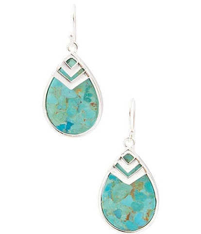 Barse Aspen Ridge Silver and Genuine Turquoise Drop Earrings