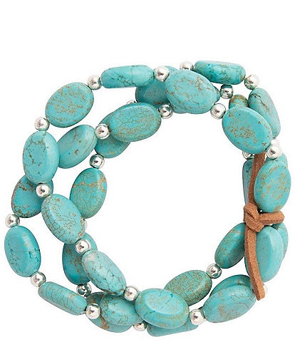 Barse Big Sky Silver and Magnesite Stretch Bracelet Set