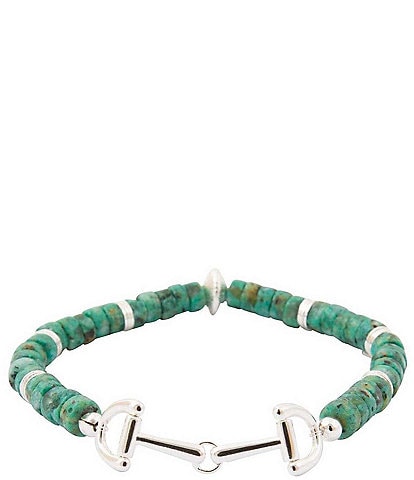 Barse Bits Silver and Turquoise Magnesite Stretch Bracelet