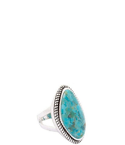 Barse Boulder Silver and Genuine Turquoise Statement Ring