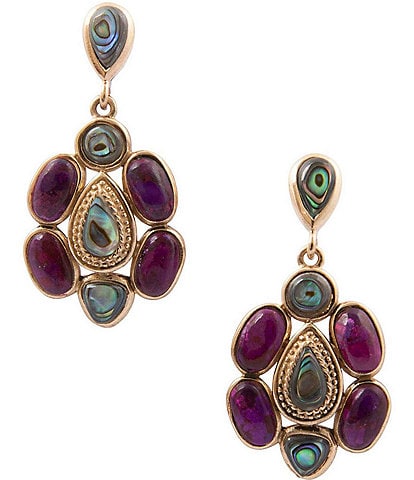 Bronze, Abalone and Purple Turquoise Serenia Drop Earrings