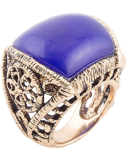 Barse Bronze and Blue Genuine Agate Statement Ring