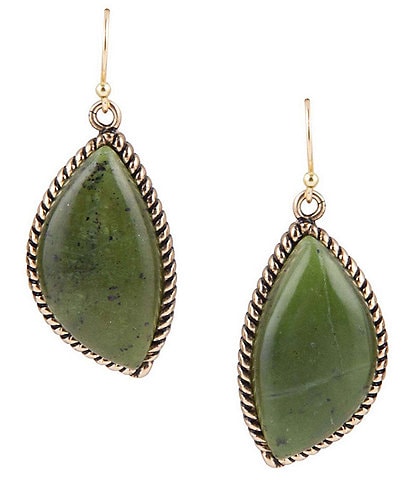 Barse Bronze and Canadian Jade Statement Drop Earrings