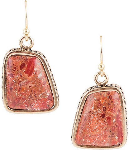 Barse Bronze and Cayenne Coral Drop Earrings