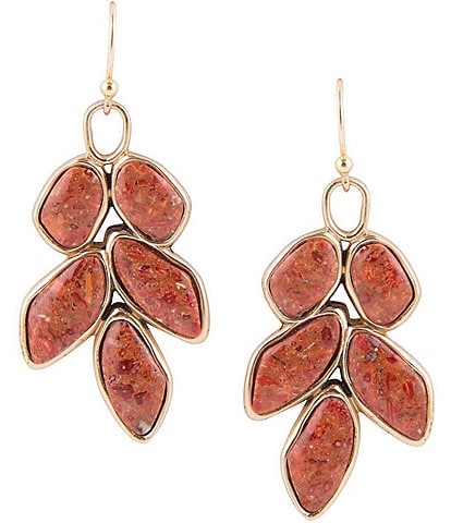 Barse Bronze and Cayenne Coral Stone Drop Earrings