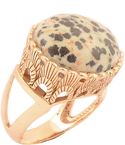 Barse Bronze and Dalmation Jasper Terra Statement Ring