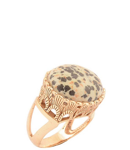 Barse Bronze and Dalmation Jasper Terra Statement Ring