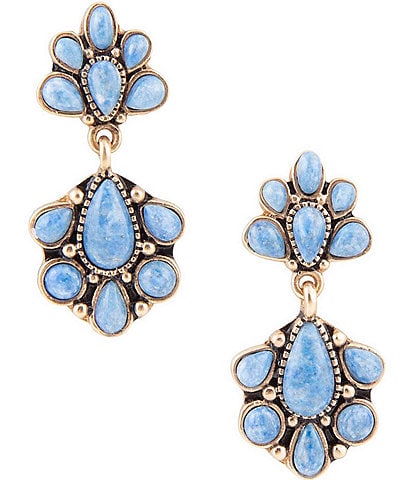 Barse Bronze and Lapis Concho Drop Earrings