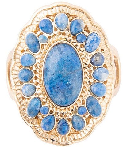 Barse Bronze and Denim Lapis Concho Statement Ring