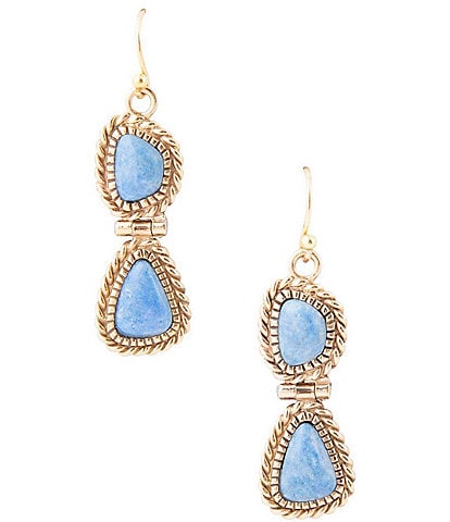 Barse Bronze and Denim Lapis Drop Earrings
