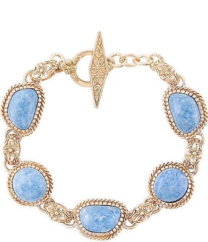 Barse Bronze and Denim Lapis Link Line Bracelet