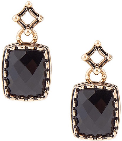 Barse Bronze and Faceted Onyx Drop Earrings