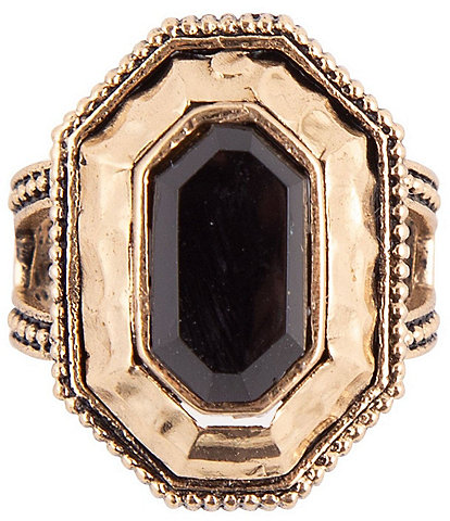 Barse Bronze and Faceted Onyx Cocktail Ring