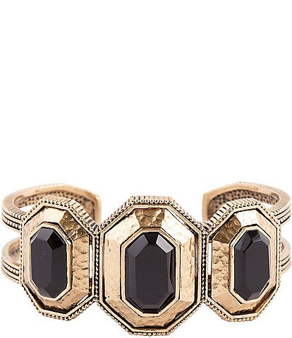 Barse Bronze and Faceted Onyx Statement Cuff Bracelet
