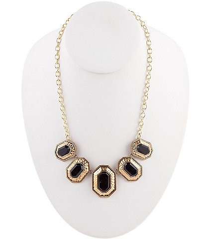 Barse Bronze and Faceted Onyx Statement Necklace