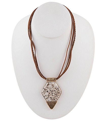 Barse Bronze and Feldspar Jasper Pendant Necklace