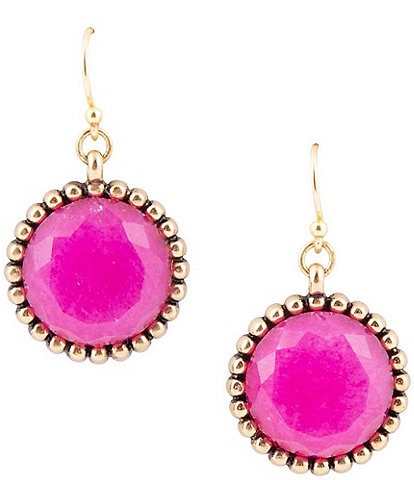 Barse Bronze and Fuchsia Agate Drop Earrings