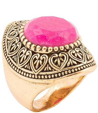 Barse Bronze and Fuchsia Agate Statement Ring