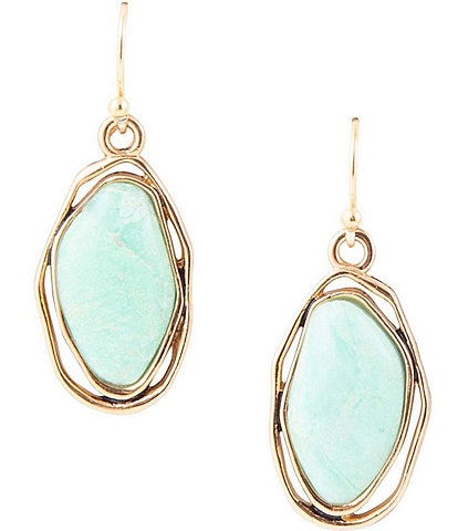 Barse Bronze and Genuine Chrysoprase Drop Earrings