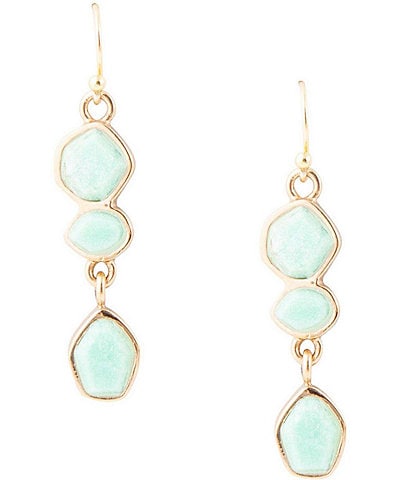 Barse Bronze and Genuine Chrysoprase Linear Earrings