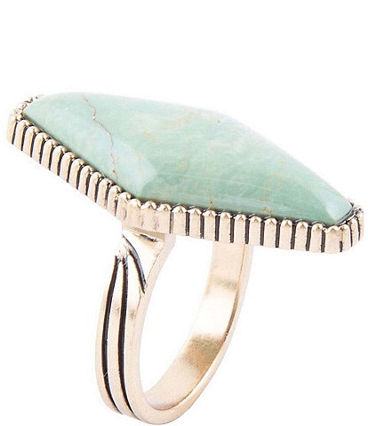 Barse Bronze and Genuine Stone Green Turquoise Statement Ring