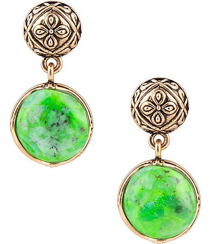 Barse Bronze and Genuine Lime Turquoise Drop Earrings