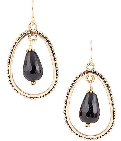 Barse Bronze and Genuine Stone Teardrop Drop Earrings