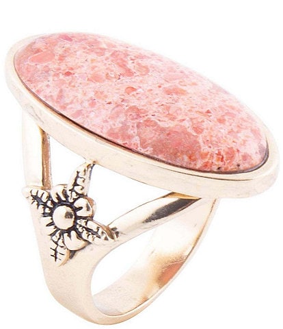 Barse Bronze and Genuine Orange Sponge Coral Oval Statement Ring