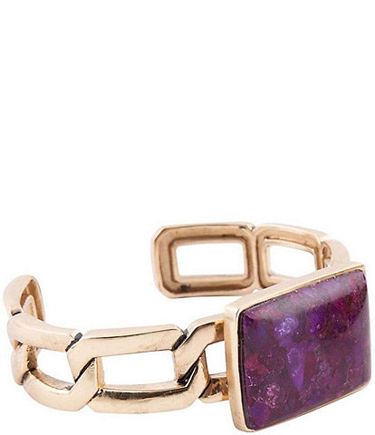 Barse Bronze and Genuine Purple Turquoise Cuff Bracelet