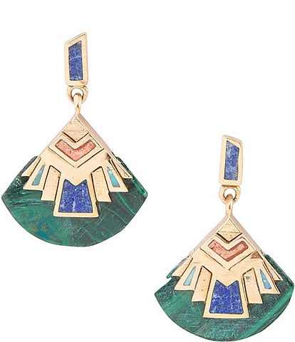 Barse Bronze and Genuine Stone Art Deco Drop Earrings