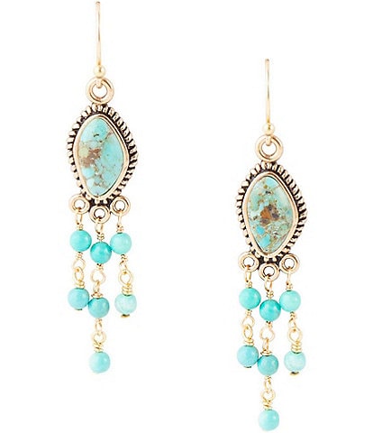 Barse Bronze and Genuine Stone Chandelier Earrings