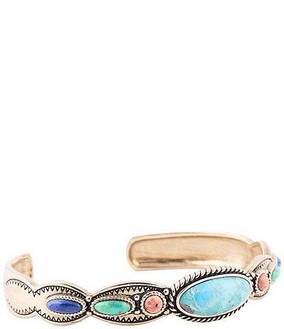 Barse Bronze and Genuine Stone Concho Cuff Bracelet