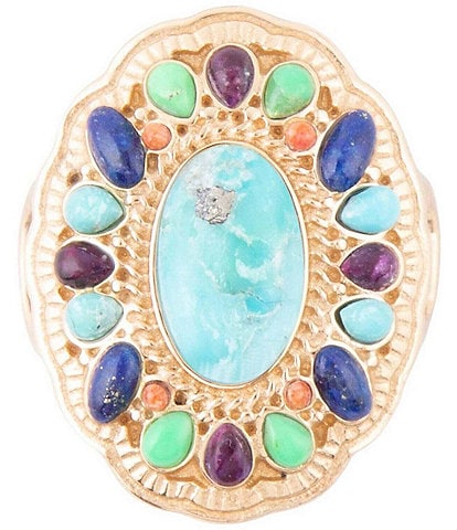 Barse Bronze and Genuine Stone Concho Statement Ring