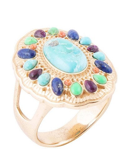 Barse Bronze and Genuine Stone Concho Statement Ring