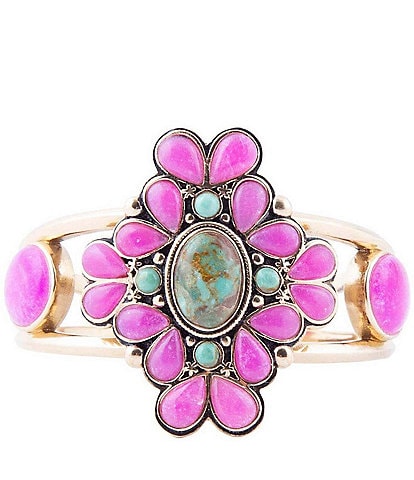 Barse Bronze and Genuine Stone Cuff Bracelet