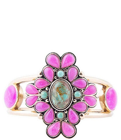 Barse Bronze and Genuine Stone Cuff Bracelet