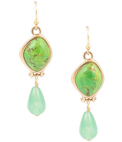 Barse Bronze and Genuine Stone Drop Earrings