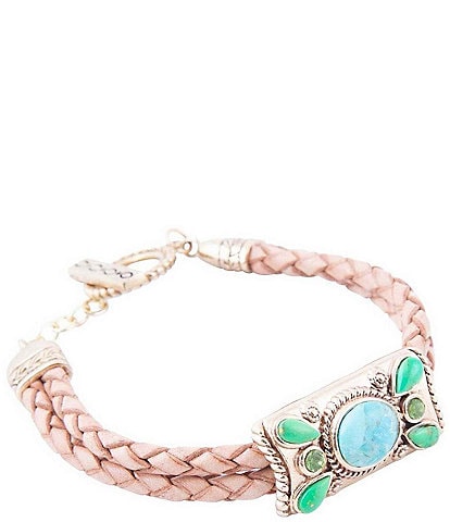 Barse Bronze and Genuine Stone Leather Line Bracelet