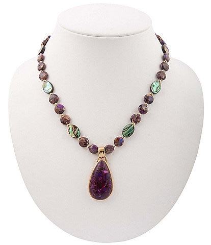Barse Moonlit Currents Genuine Stone Short Pendant Necklace